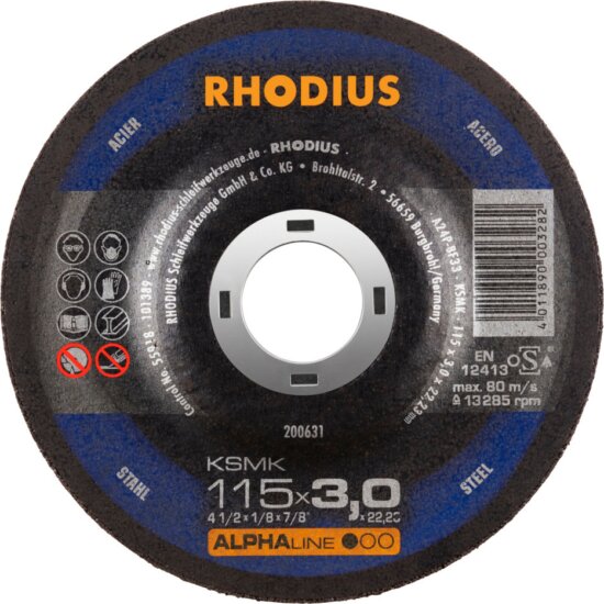 Rhodius KSMK hajlított fém vágókorong, 115mm Rhodius KSMK hajlított fém vágókorong, 115mm