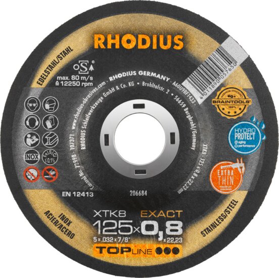 Rhodius XTK8 EXACT fém vágókorong, 125mm