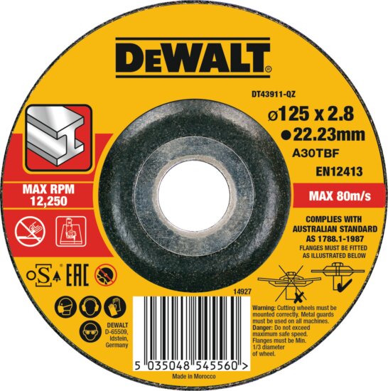 Dewalt DT43911 hajlított fém vágókorong, 125mm