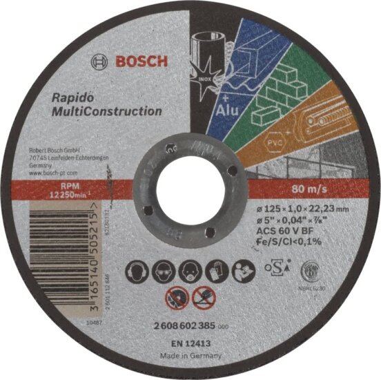 Bosch Multi Construction Rapido ACS 60 V BF fém vágókorong, 125mm Bosch Multi Construction Rapido ACS 60 V BF fém vágókorong, 125mm