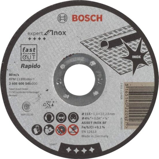 Bosch Expert for Inox Rapido AS 60 T INOX BF fém vágókorong, 115mm Bosch Expert for Inox Rapido AS 60 T INOX BF fém vágókorong, 115mm
