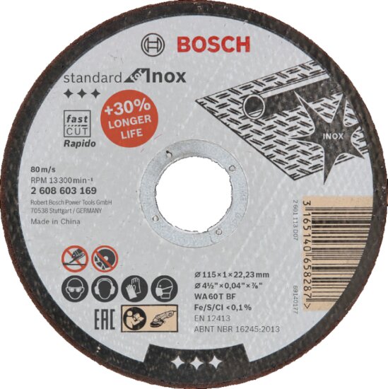 Bosch Standard for Inox Rapido WA 60 T BF fém vágókorong, 115mm