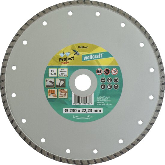 Wolfcraft 1698 Pro Turbo gyémánt vágókorong, 230mm
