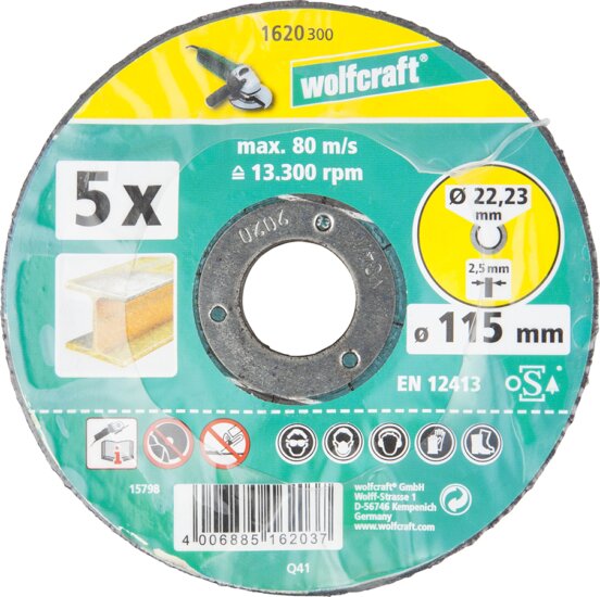 Wolfcraft 1620 hajlított fém vágókorong, 115mm, 5 db Wolfcraft 1620 hajlított fém vágókorong, 115mm, 5 db