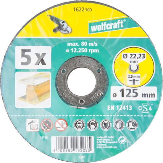 Wolfcraft 1622 hajlított fém vágókorong, 125mm, 5 db Wolfcraft 1622 hajlított fém vágókorong, 125mm, 5 db