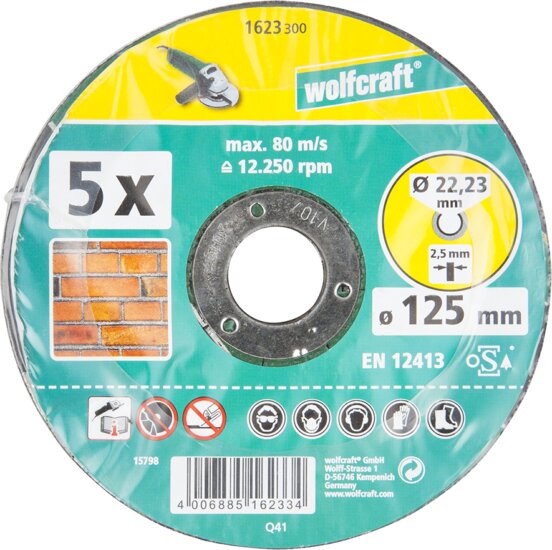 Wolfcraft 1623 hajlított vágókorong, 125mm, 5 db Wolfcraft 1623 hajlított vágókorong, 125mm, 5 db