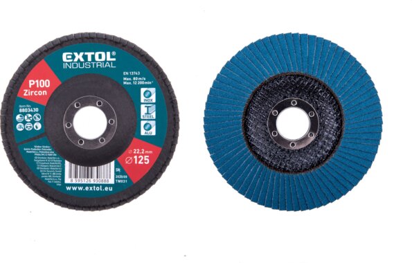 Extol Industrial lamellás csiszoló korong, 125mm, P100 Extol Industrial lamellás csiszoló korong, 125mm, P100