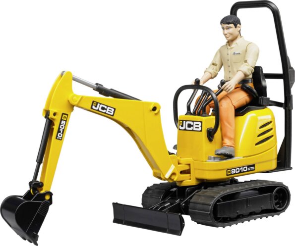 Bruder JCB 8010 CTS mini kotrógés építőmunkás figurával Bruder JCB 8010 CTS mini kotrógés építőmunkás figurával