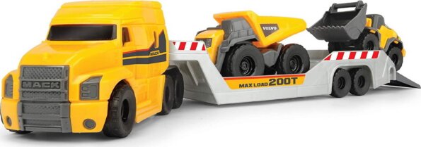 Dickie Volvo, óriás gépszállító kamion, 2 munkagéppel, 32 cm, fénnyel és hanggal