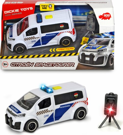 Dickie, Citroën SpaceTourer rendőrautó trafipax-szal, magyar felirattal Dickie, Citroën SpaceTourer rendőrautó trafipax-szal, magyar felirattal