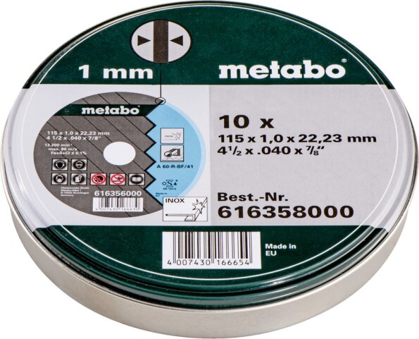 Metabo SP Inox TF 41 fém vágókorong, 115mm, 10 db Metabo SP Inox TF 41 fém vágókorong, 115mm, 10 db