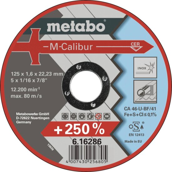 Metabo M-Calibur Inox egyenes fém vágókorong, 125mm, 25 db Metabo M-Calibur Inox egyenes fém vágókorong, 125mm, 25 db