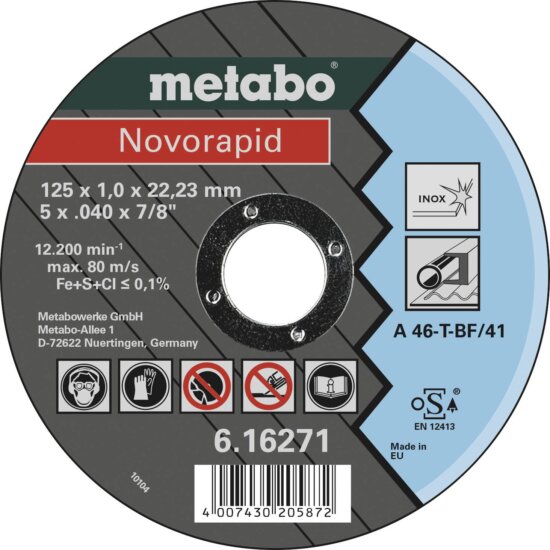 Metabo Novorapid Inox fém vágókorong, 125mm