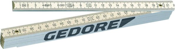 Gedore 4533-2 fa colstok, fehér, 2 m