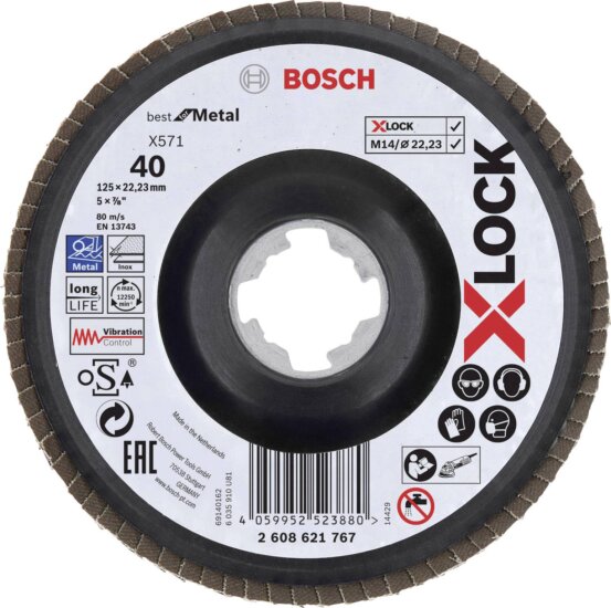 Bosch X571 X-Lock Best for Metal lamellás csiszoló korong, 125mm, K40 Bosch X571 X-Lock Best for Metal lamellás csiszoló korong, 125mm, K40