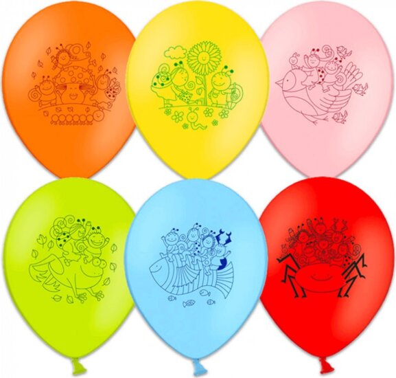 Bogyó és Babóca, színes mintás lufik - 6 db Bogyó és Babóca, színes mintás lufik - 6 db