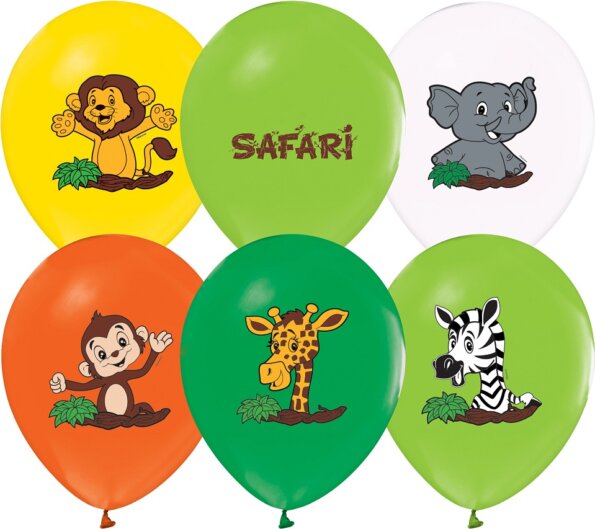 Szafari mintás színes lufi, 5 db Szafari mintás színes lufi, 5 db