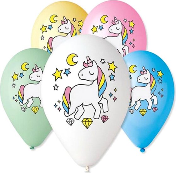 Unikornis mintás 5 darabos lufi, 30 cm
