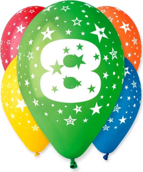 Színes számos lufi 5 darabos, 8 Színes számos lufi 5 darabos, 8
