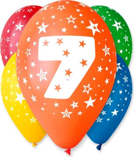 Színes számos lufi 5 darabos, 7 Színes számos lufi 5 darabos, 7
