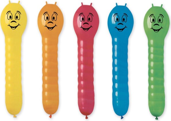 Színes lufi kukac, 5 darabos szett