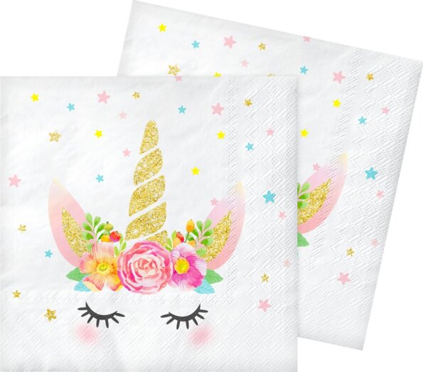 Unikornis mintás szalvéta, 20 darab, 33 x 33 cm