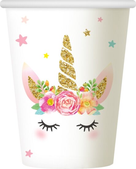 Unikornis mintás papírpohár, 6 darab, 266 ml