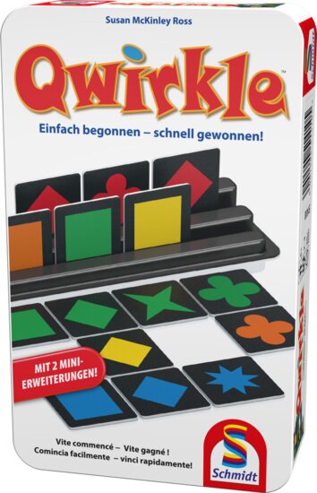 Qwirkle társasjáték, fémdobozos Qwirkle társasjáték, fémdobozos