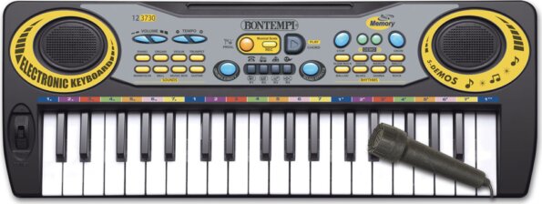 Bontempi, 37 billentyűs elektromos szintetizátor mikrofonnal Bontempi, 37 billentyűs elektromos szintetizátor mikrofonnal