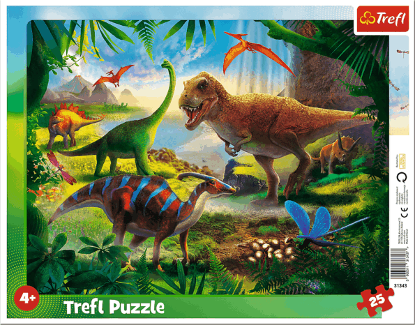 Dinoszauruszok keretes puzzle, 25 darabos Dinoszauruszok keretes puzzle, 25 darabos
