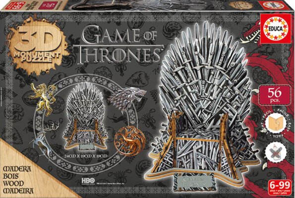 Trónok harca 3D fa puzzle, 56 darabos Trónok harca 3D fa puzzle, 56 darabos