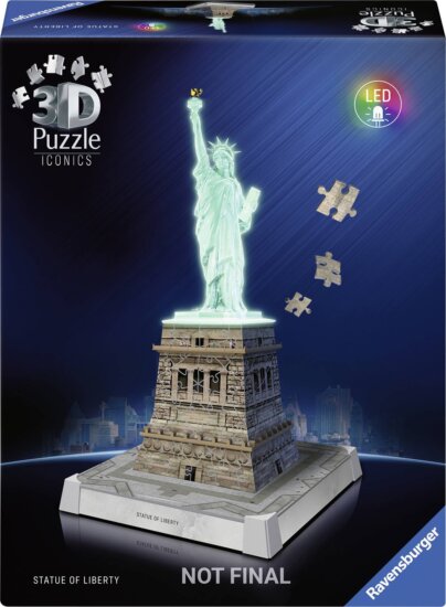 Ravensburger 3D Puzzle Iconics: Szabadság-szobor LED-del, 108 darabos Ravensburger 3D Puzzle Iconics: Szabadság-szobor LED-del, 108 darabos