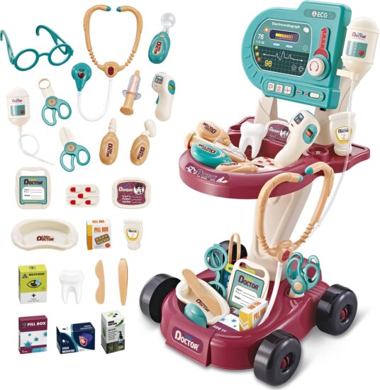 Orvosi kézikocsi játékszett, 24 db-os Orvosi kézikocsi játékszett, 24 db-os