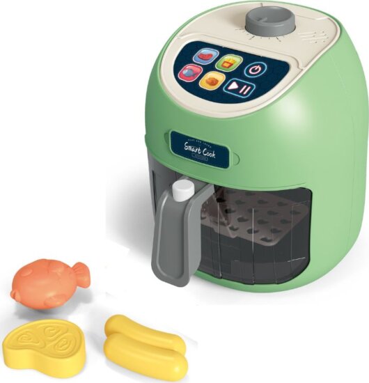 Air fryer játékszett hang- és fényhatásokkal, színváltó ételekkel, zöld Air fryer játékszett hang- és fényhatásokkal, színváltó ételekkel, zöld