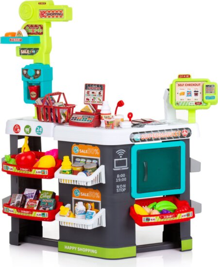 Szupermarket játékszett, zöld, 81 db-os Szupermarket játékszett, zöld, 81 db-os