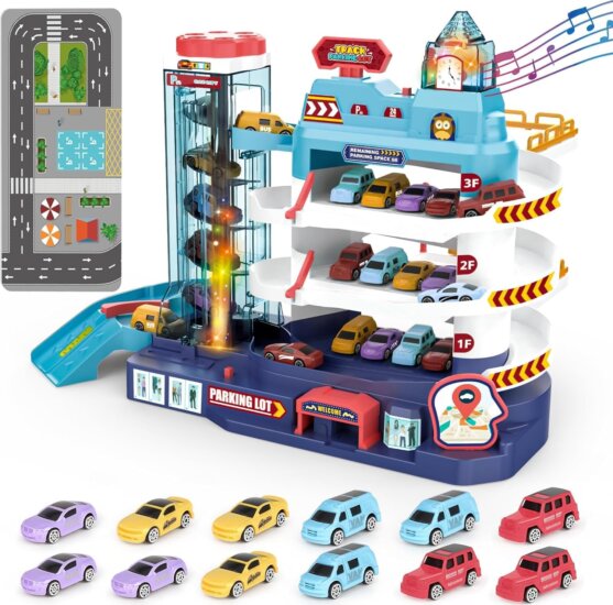 Városi parkolóház autókkal, 45 cm, többfunkciós Városi parkolóház autókkal, 45 cm, többfunkciós