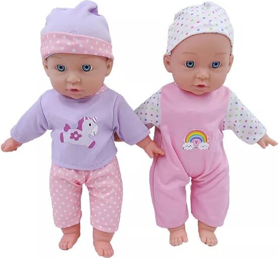 Hangot adó ikerbabák kiegészítőkkel, 35 cm Hangot adó ikerbabák kiegészítőkkel, 35 cm