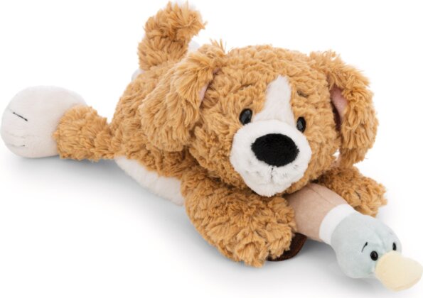 NICI GREEN, Plüss kutyus és kacsa, barna, fekvő, 30 cm NICI GREEN, Plüss kutyus és kacsa, barna, fekvő, 30 cm