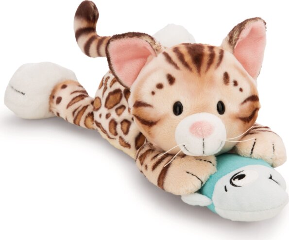 NICI GREEN, Plüss bengáli cica és hal, fekvő, 30 cm NICI GREEN, Plüss bengáli cica és hal, fekvő, 30 cm