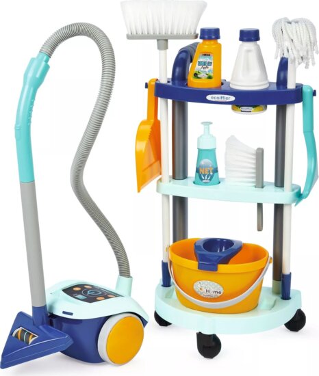 Écoiffier, Takarítókocsi porszívóval játékszett, 11 db-os Écoiffier, Takarítókocsi porszívóval játékszett, 11 db-os