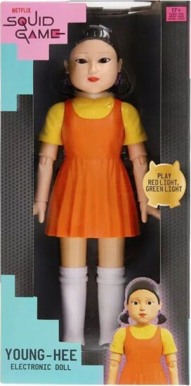 Squid Game, Young-Hee interaktív baba, angol nyelvű, 30 cm