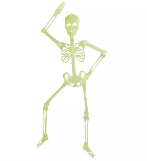 Sötétben világító csontváz dekoráció, 90 cm
