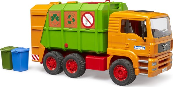 Bruder, MAN TGA szelektív kukásautó, 52 cm