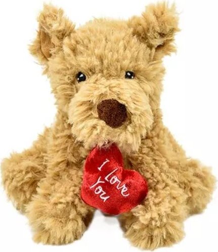 Keeleco, Ülő kutya plüssfigura szívvel, 18 cm