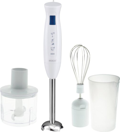 SOGO BAT-SS-14270 Botmixer, 400W, Mérőpohárral, Aprító feltéttel, Fehér