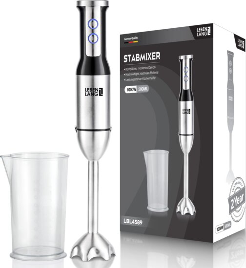 Lebenlang LBL4589 Botmixer, 1000W, Turbó funkció, BPA mentes, Nemesacél