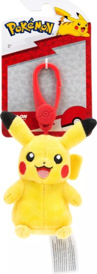 Pokémon, Pikachu plüssfigura akasztóval, 9 cm Pokémon, Pikachu plüssfigura akasztóval, 9 cm