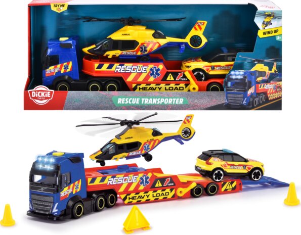 Dickie, Szállítóautó játékszett mentőhelikopterrel fénnyel, hanggal Dickie, Szállítóautó játékszett mentőhelikopterrel fénnyel, hanggal