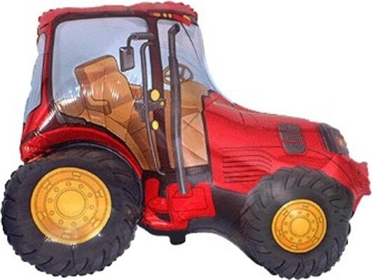 Traktor fólia lufi, piros, 35 cm
