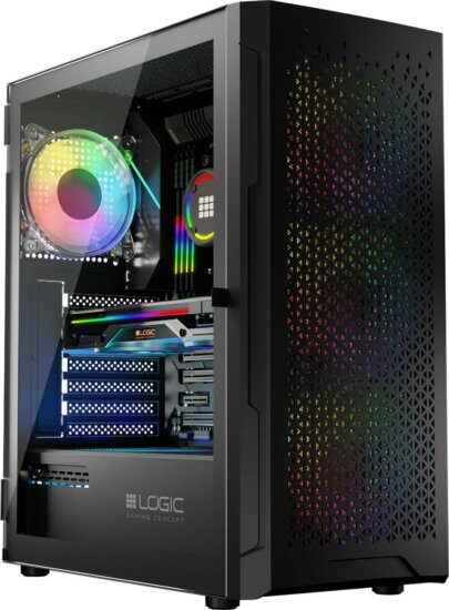 Logic Aramis ARGB Midi Tempered Glass, fekete